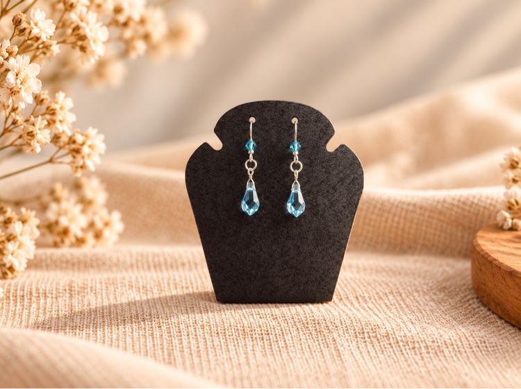 Aqua crystal drop earrings