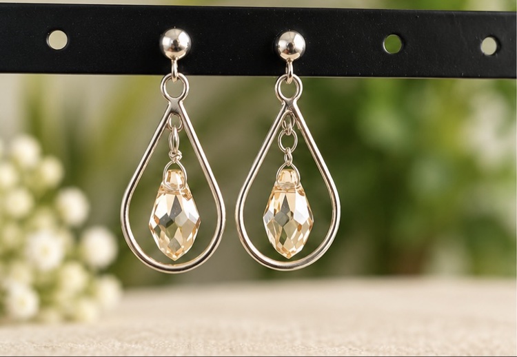 Champagne crystal teardrop earrings