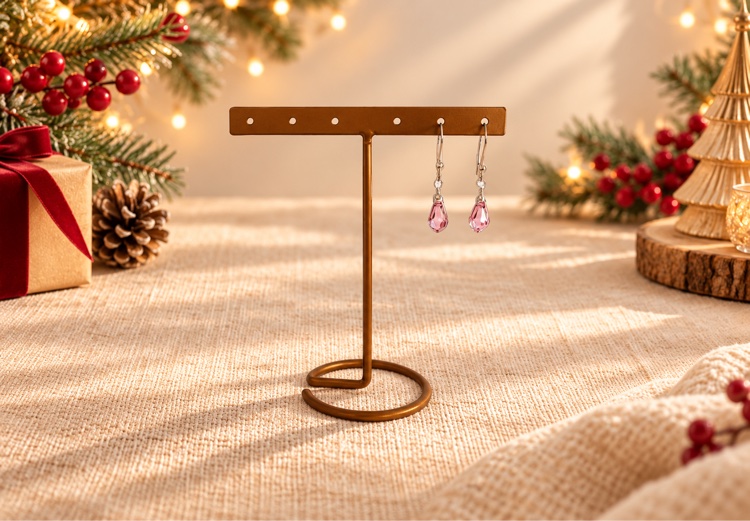 Pink crystal drop earrings