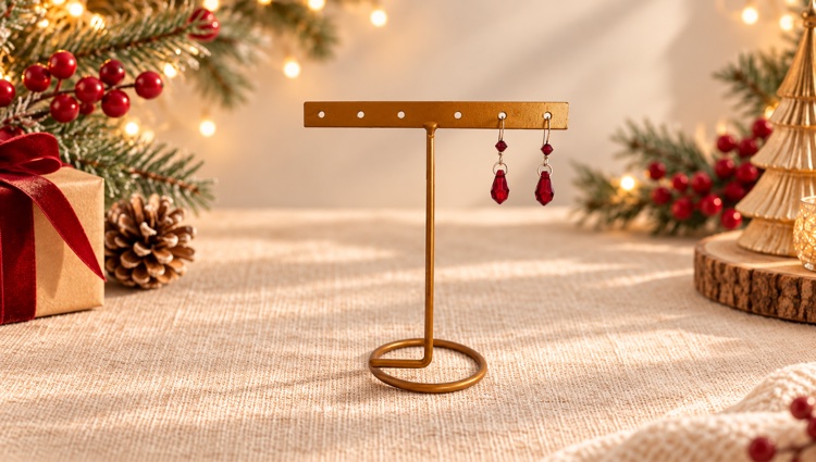 Red crystal drop earrings