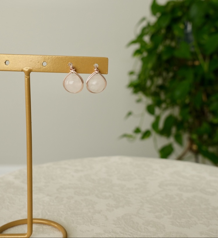 Rose quartz wire-wrap studs